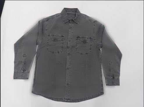 Seller flat lay of a grey cargo shirt