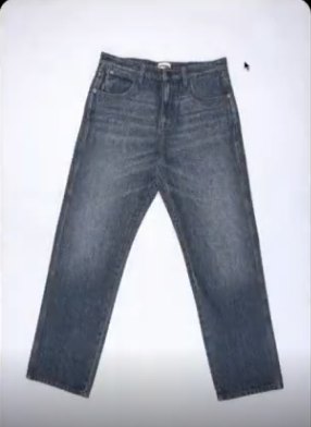 Seller flat lay of straight-fit blue jeans